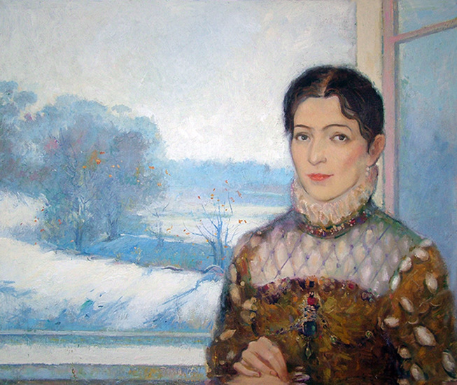 The girl on an old suit