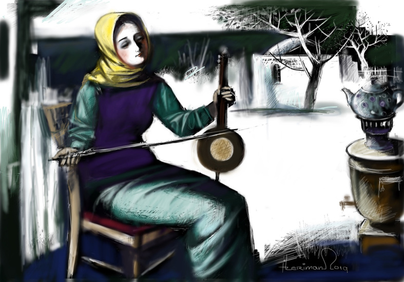 The girl with a kaman