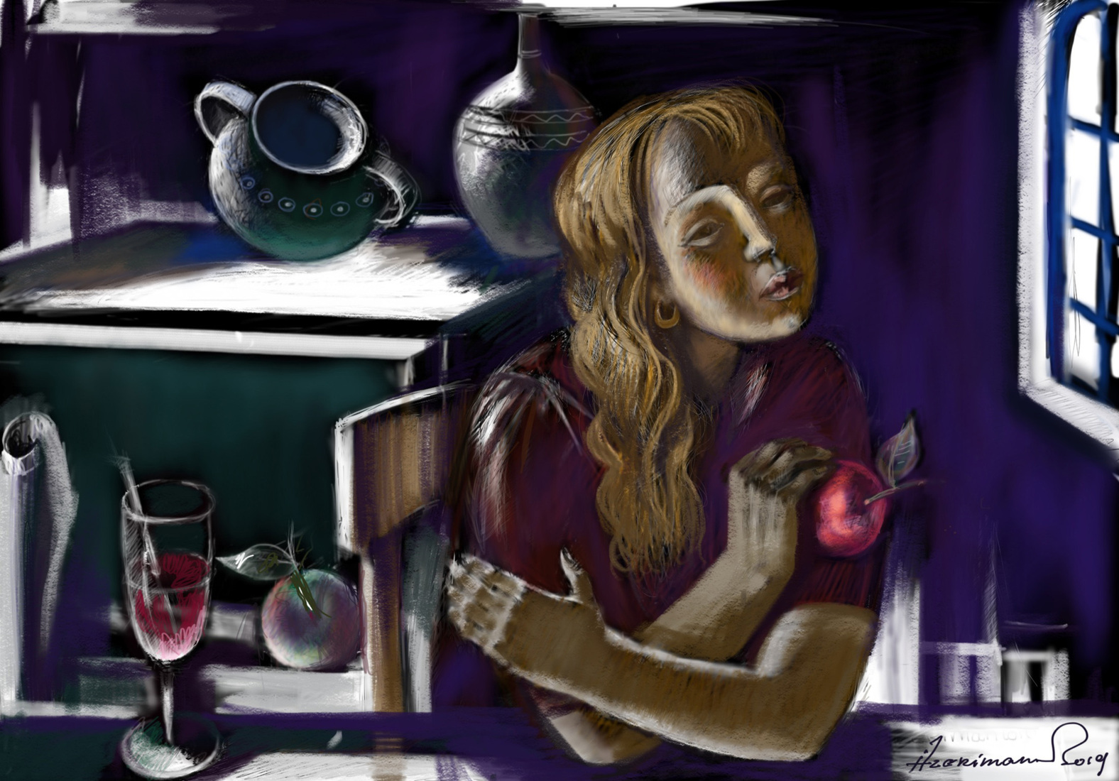 Girl with pomegranate