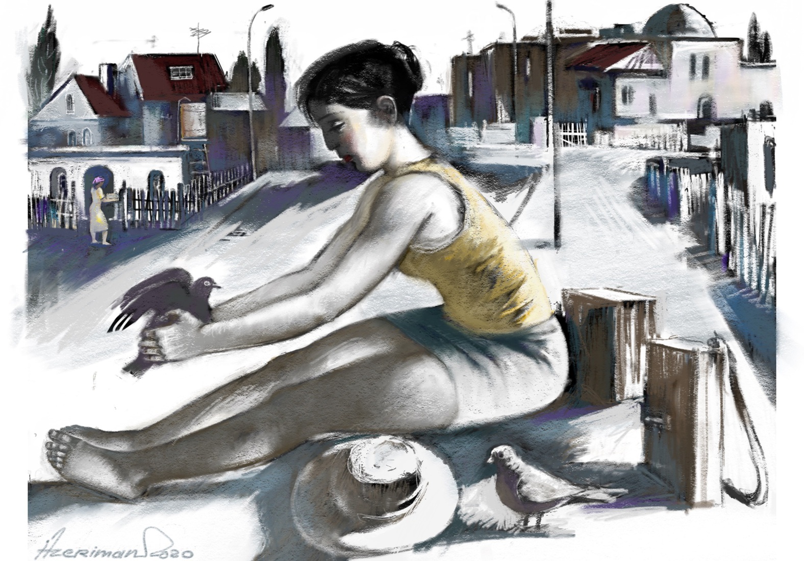 Girl with the pigeons