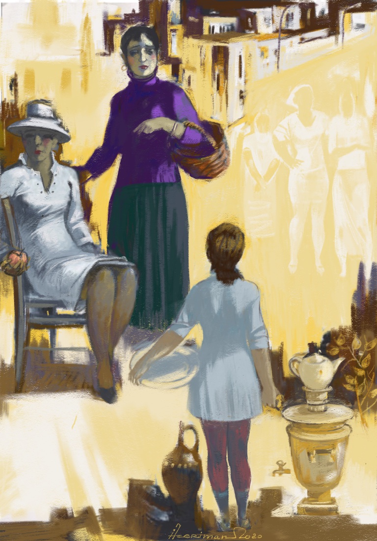 Girls coming from the market 