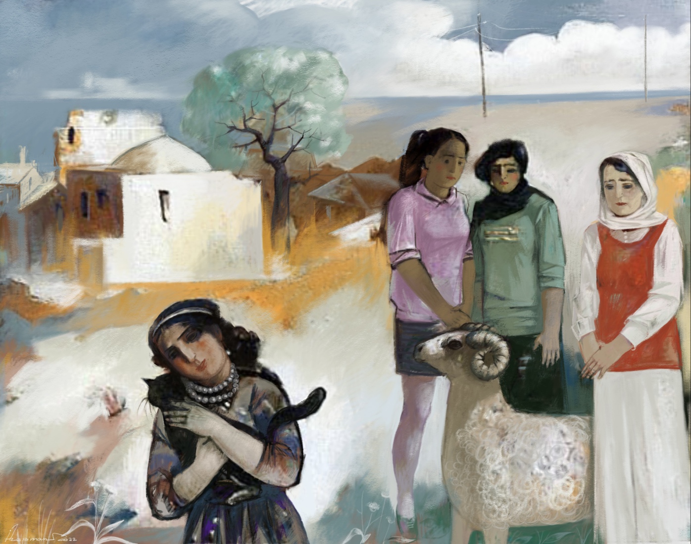 Girls with the animals