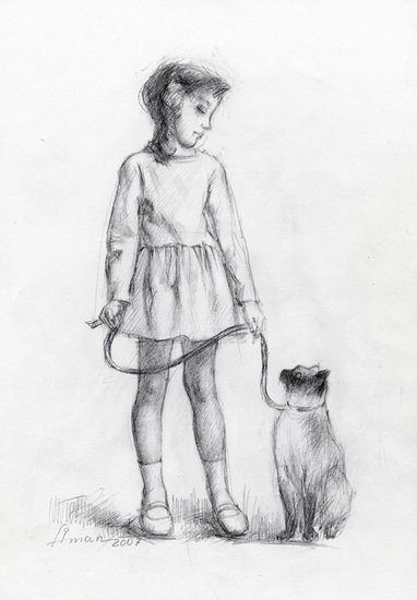 Little girl with cat