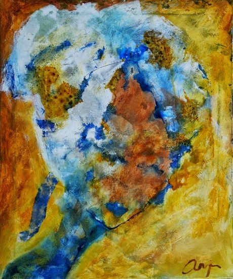 serie abstract gezicht geel