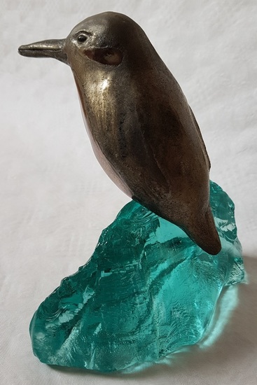 IJsvogelje op brok glas