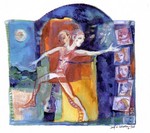 Voor particulieren heb ik af en toe een tekening voor een visitekaartje, een verhuiskaart of bijvoorbeeld een afscheidskaart gemaakt en voor het SchiedamsKerknieuws maak ik regelmatig de omslagillustratie.