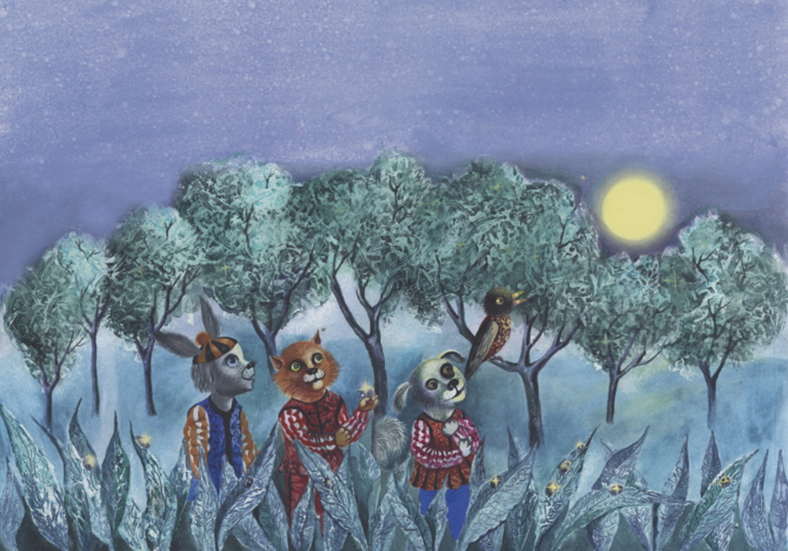 Illustratie voor een sprookje * Vier vriendjes*