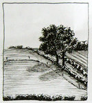 Tekeningen van landschappen in Zuid-Limburg, met O.I. inkt.