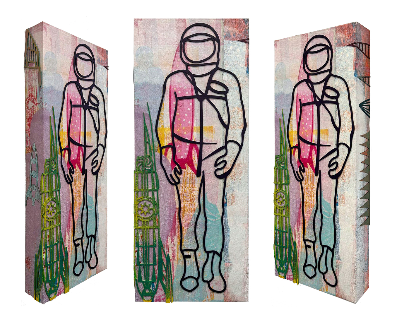 17 Groene raket met astronaut