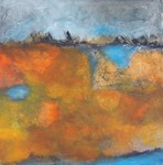 Werk, geschilderd op 4 vierkanten, de kosmos.