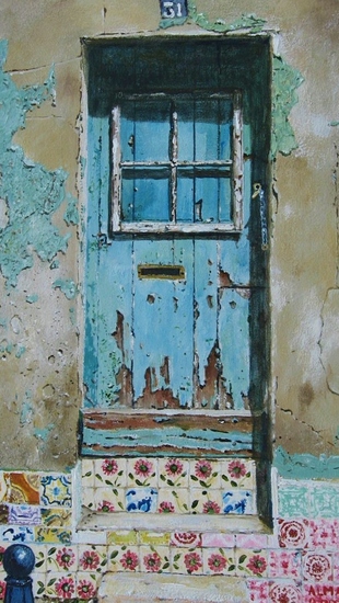 Deur met Kleurrijke Tegels