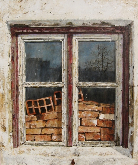 Raam met Bakstenen