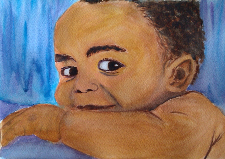Baby in aquarel