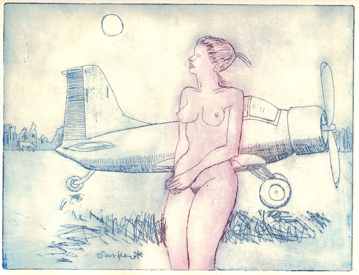 vrouw-vliegtuig