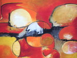 Acryl laag over laag te schilderen en dan een compositie te realiserem