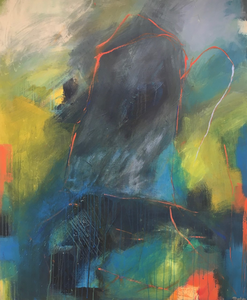 Bij de serie abstracte doeken laat ik me leiden door kleuren en vormen. Heel intuïtief ontstaat iets. Echt een zoektocht in kleur!