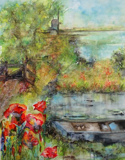 Landschap met klaprozen