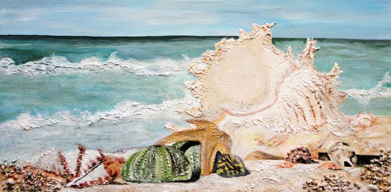 Zeegezicht met schelpen