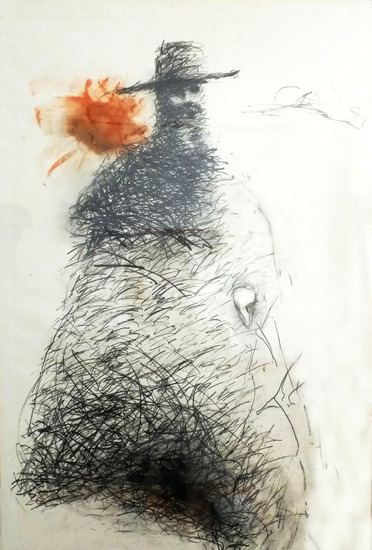 oranje vlek links van het hoofd