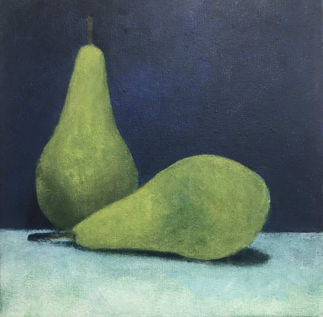 2 peren op blauw fond