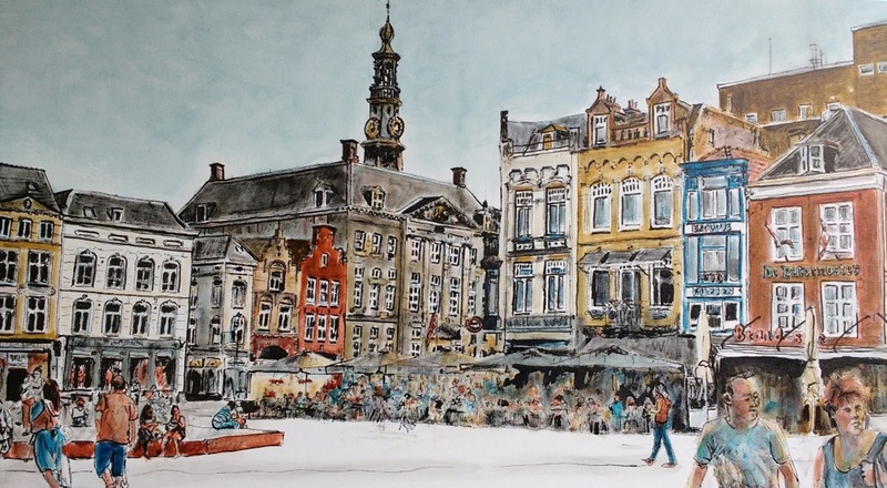 MARQUA123 Markt, stadhuis en cafe's te 's-Hertogenbosch
