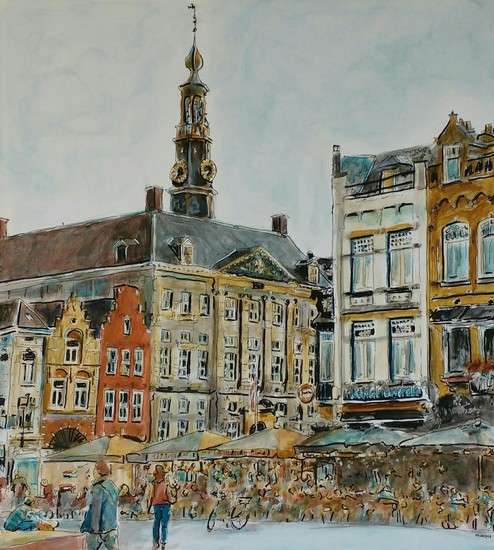 's-Hertogenbosch, stadhuis en markt MARQUA139 incl. lijst