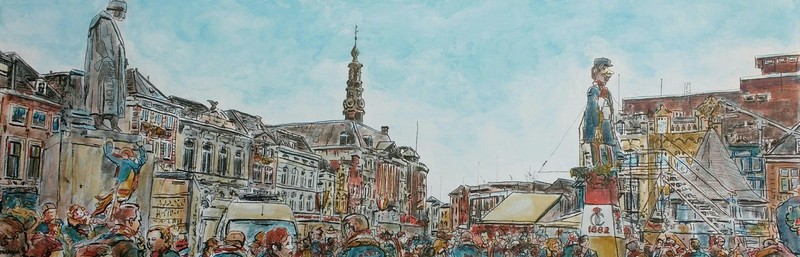 Jeroen Bosch beeld, stadhuis en Knillis markt DB MARQUA157