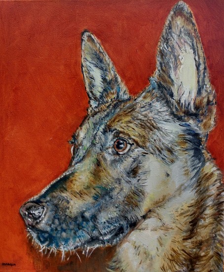 Olieverfportret hond in opdracht gemaakt (nr.21)