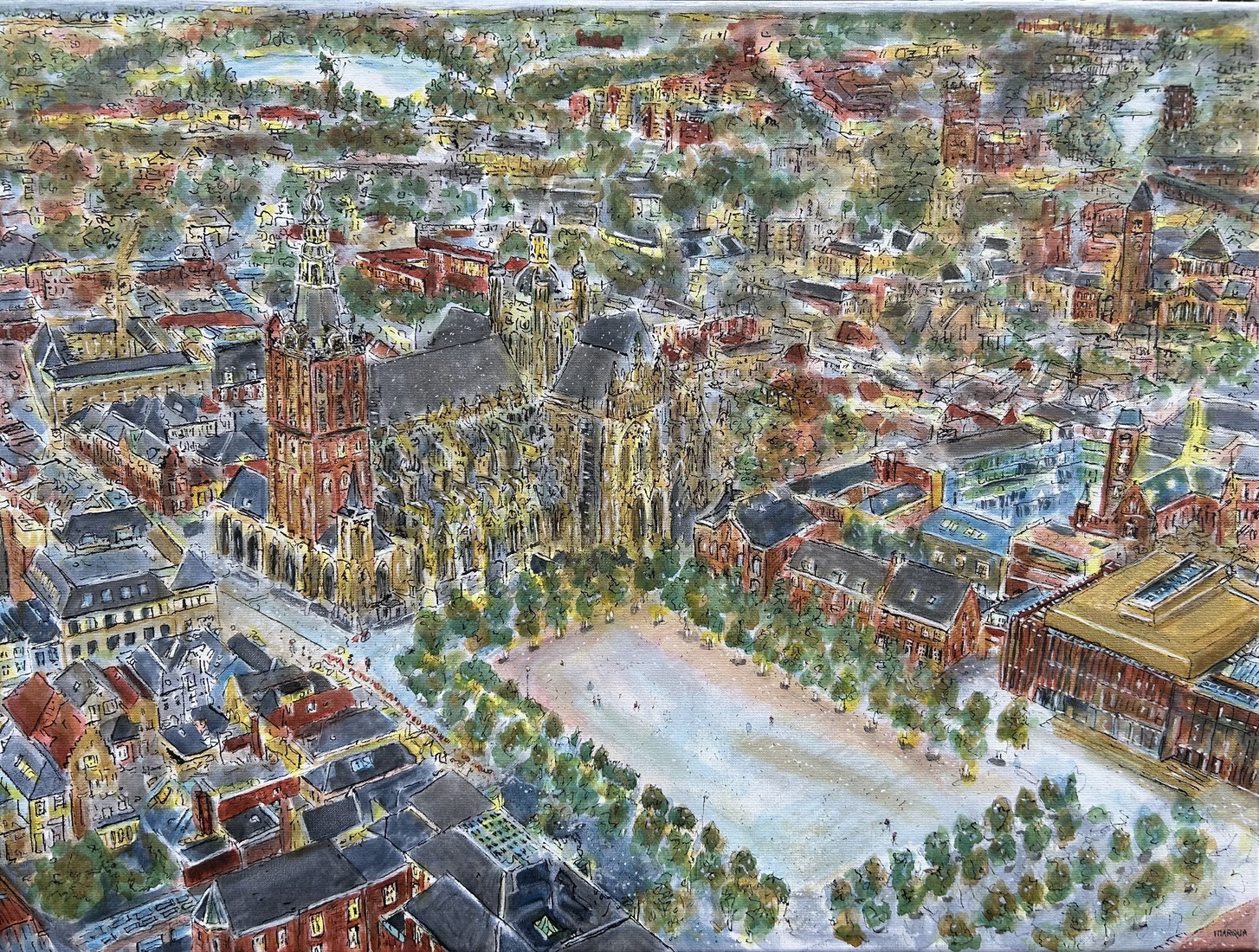 Sint Jan van bovenaf met het Theater, Watertoren en Azijnfabriek MARQUA309 € 1095