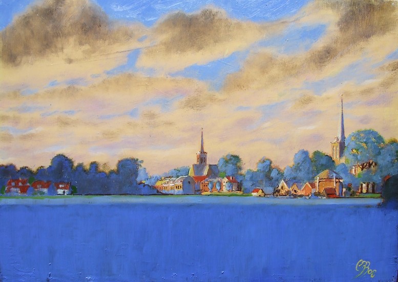 Avondlucht boven de weilanden