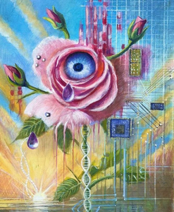 Deze werken hebben een surrealistische inslag met gebruik van de nu alles beheersende pixelwereld. In sommige werken vallen de pixels uit elkaar/verbergen zij vroegere werken van de kunst of vormen zij verbindingspunten op het doek.