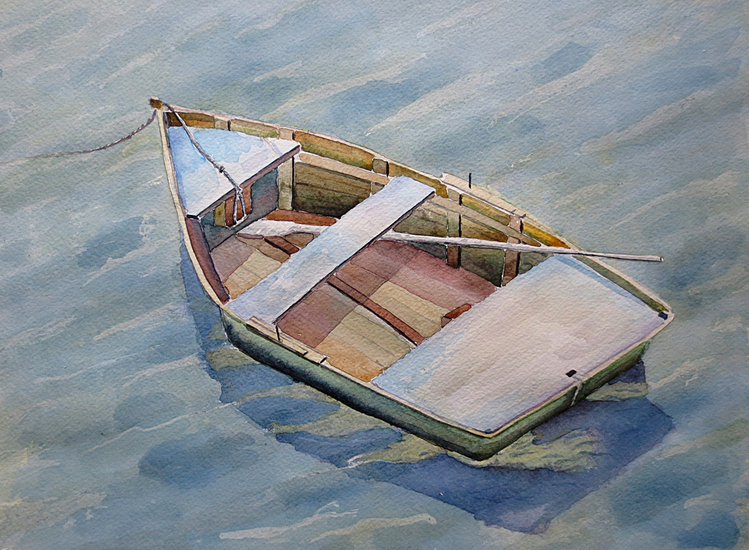 Roeiboot in het volle zonlicht