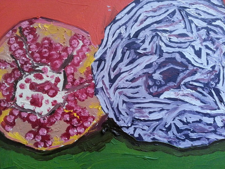 rodekool en granaatappel