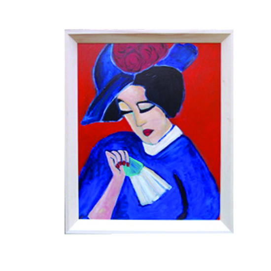 Dame met blauwe hoed