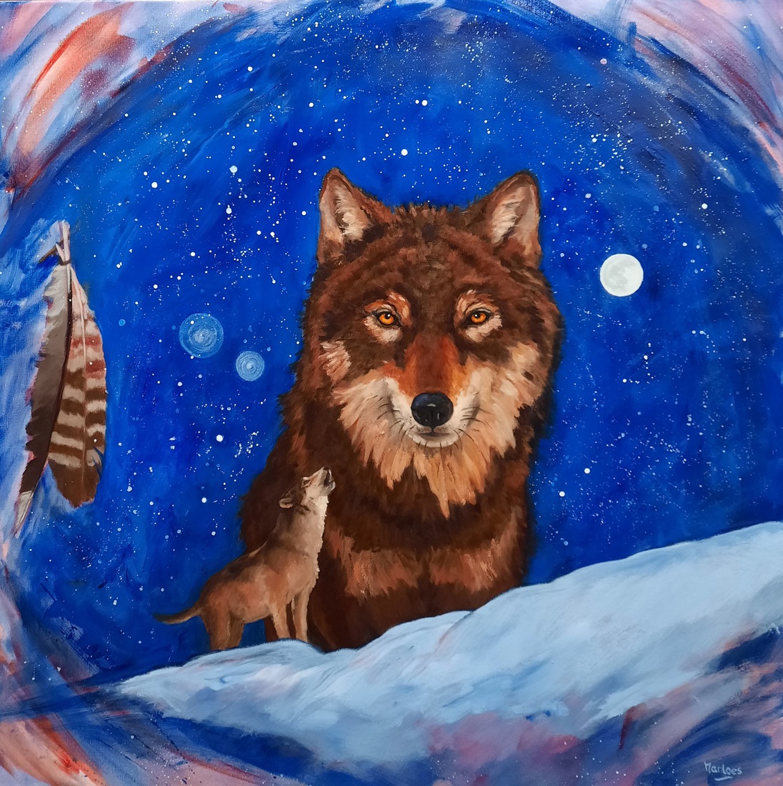Schilderij krachtdier wolf