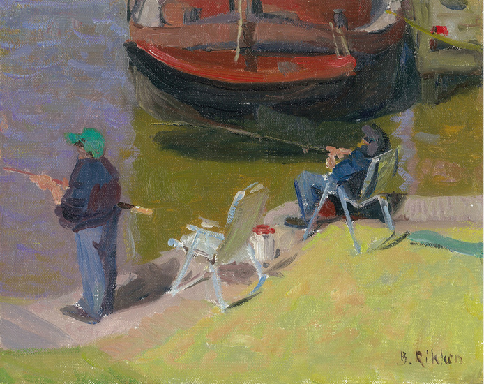 Vissers op de kade van Zoutkamp