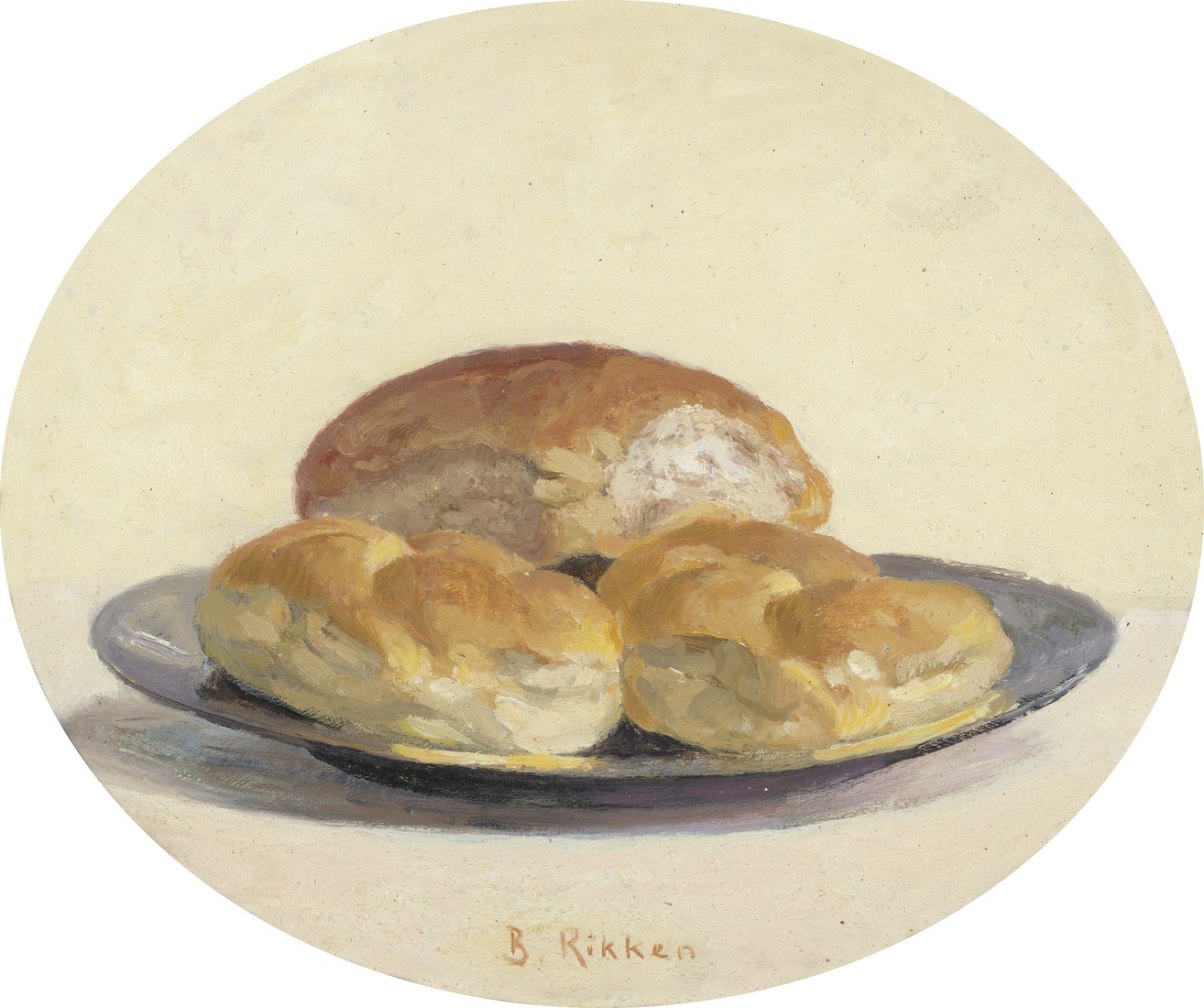 Tinnen bordje met broodjes