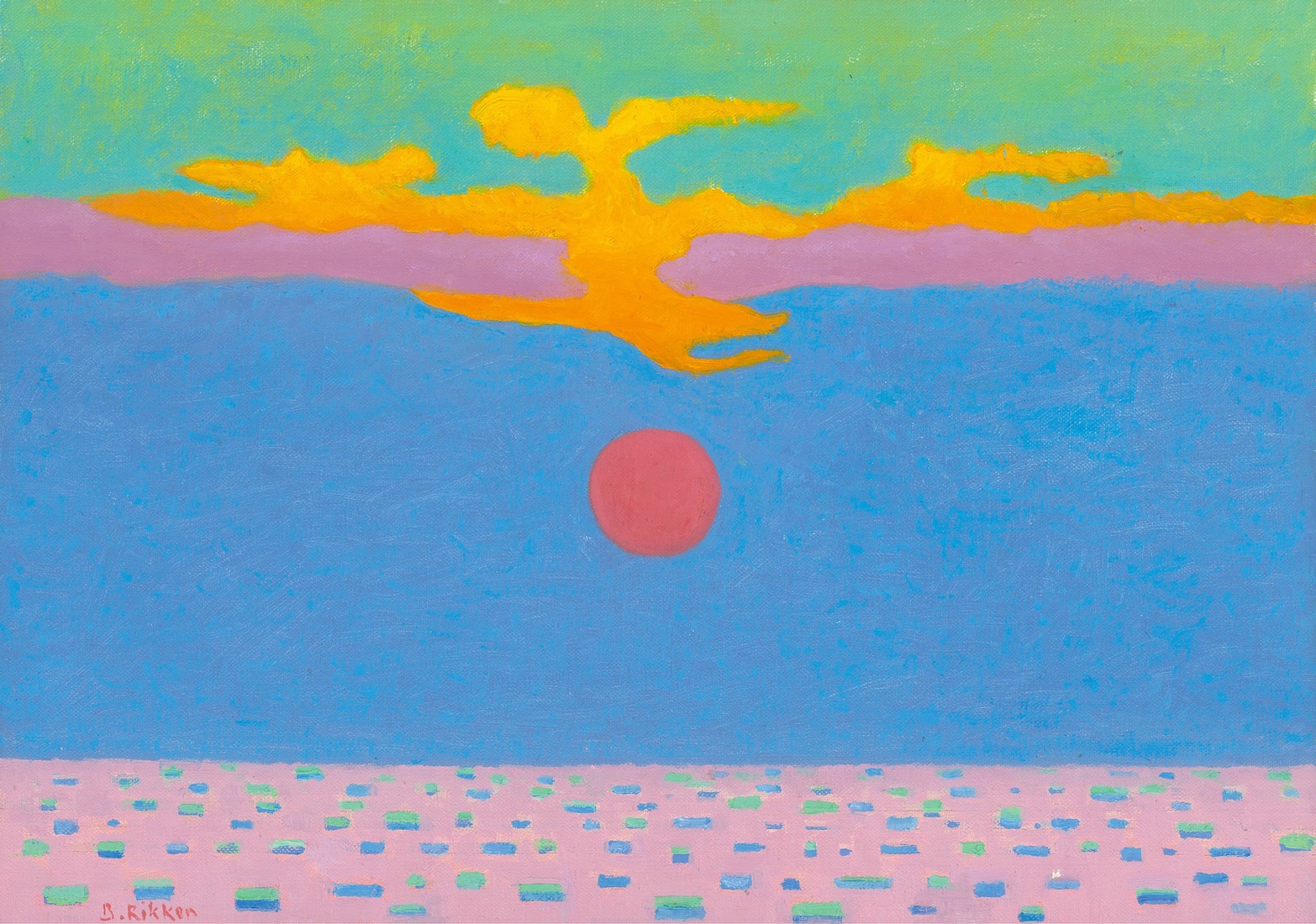 Zonsondergang boven zee