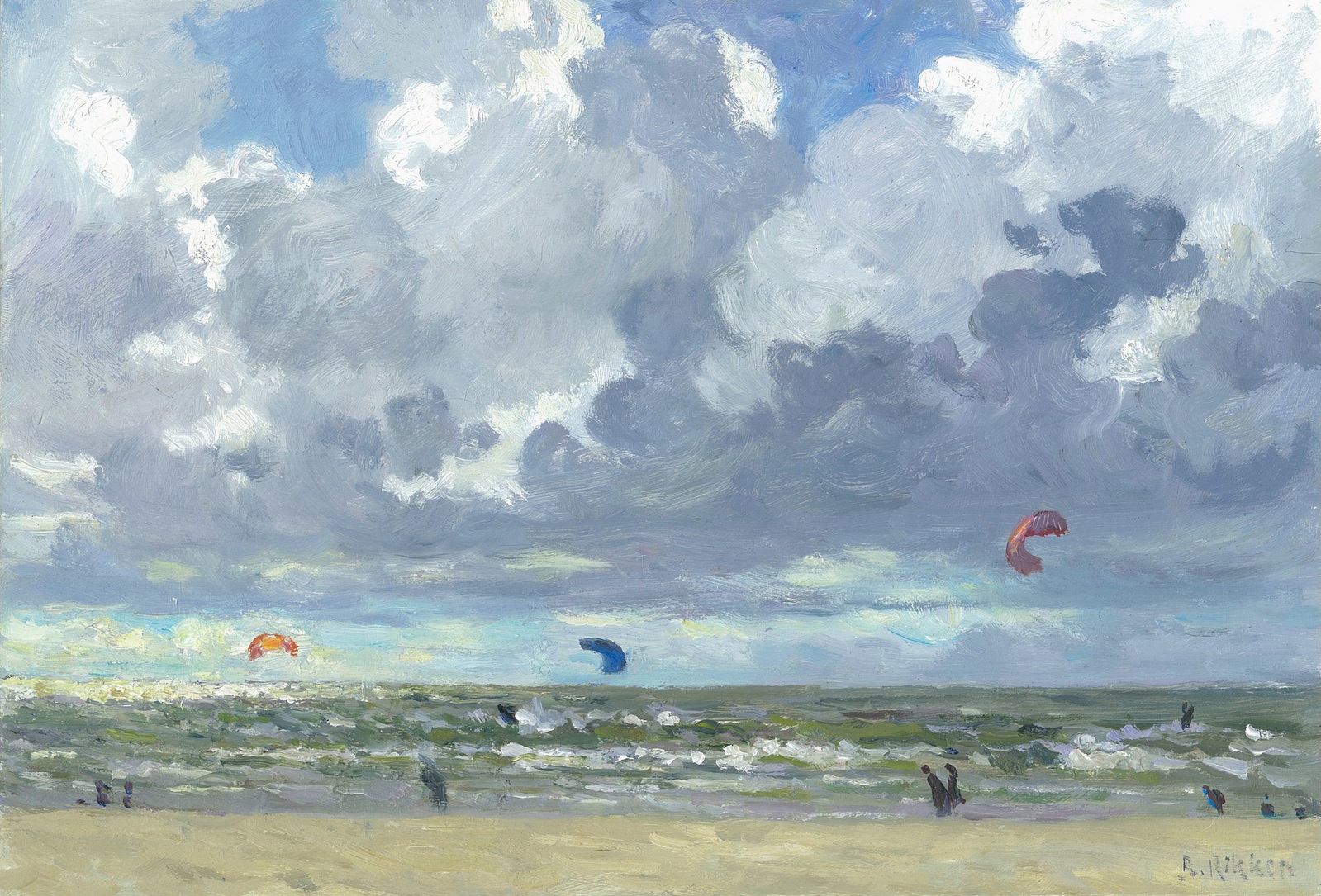 kitesurfing in storm at sea