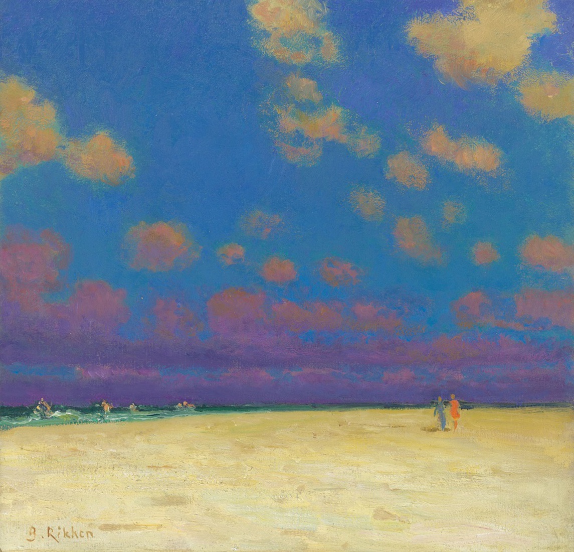 Avondzwemmers aan zee