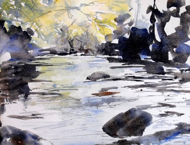 rivier avondale aquarel