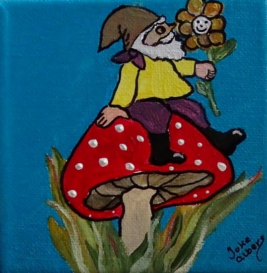 Sitting on a mushroom