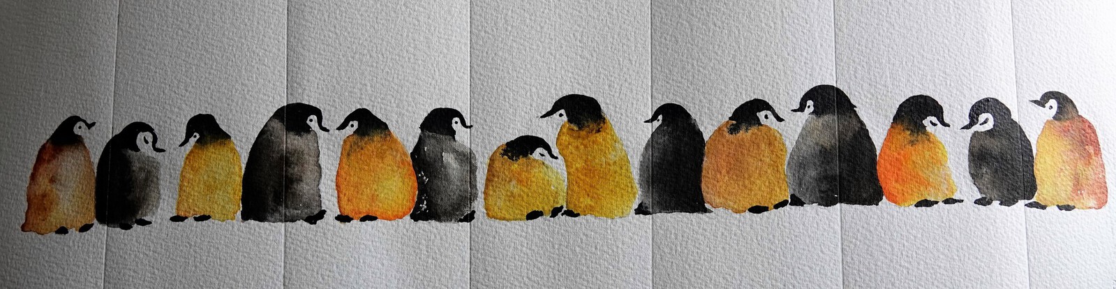 Pinquins geel-zwart vouwkaart