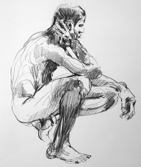 gehurkt mannelijk naakt