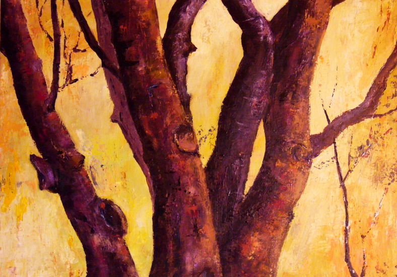 bomen met gele achtergrond