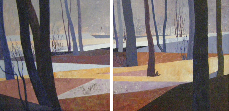 geabstraheerd beukenbos tweeluik