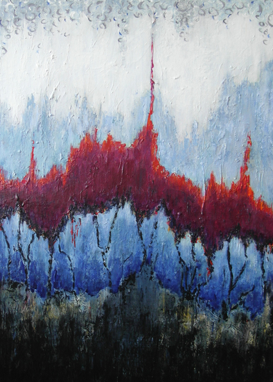 abstract bordeaux/blauw