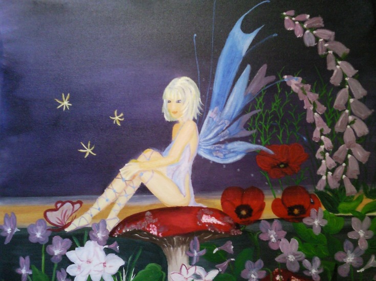 Elfje op paddenstoel