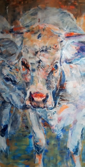 Koe met kalfje, koeienschilderij