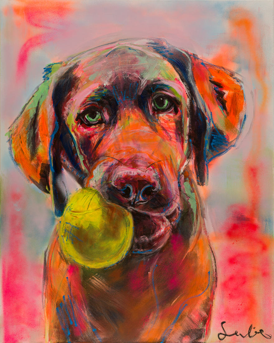 Hond, portret Labrador, hondenschilderij